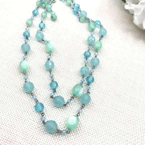 Beautiful Robert Rose Blue Beaded Gemstone Necklace - Picture 5 of 12